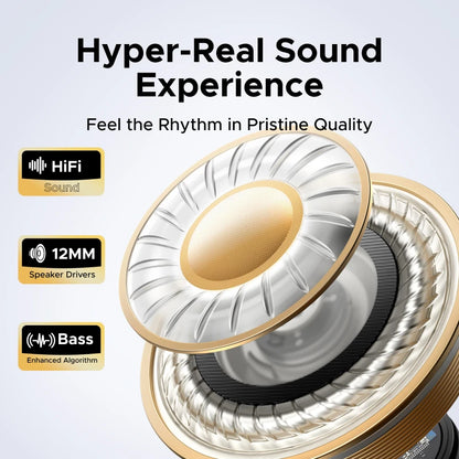 UGREEN ClipBuds Open-Ear Wireless Headphones Bluetooth 6.0 with 4 Mic Clear Call, Earbuds Clip on Earphones 30H Playtime