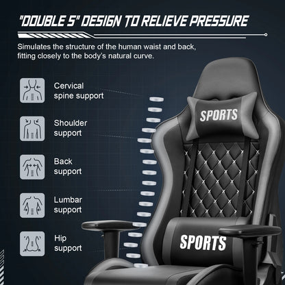 Daccormax Ergonomic Office Chair/Gaming Chair: 170° Recline, Adjustable Armrests, Lumbar Support for Long Hours Sitting
