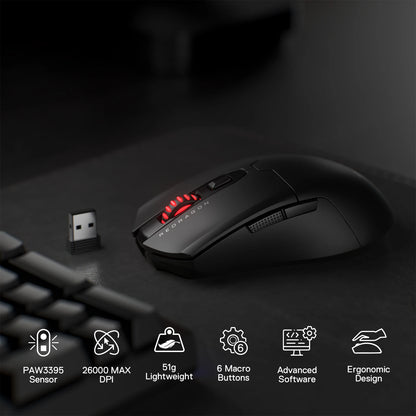 Redragon M995 Pro Wireless Gaming Mouse, 26000 DPI Wired/Wireless Gamer Mouse, BT & 2.4G Wireless