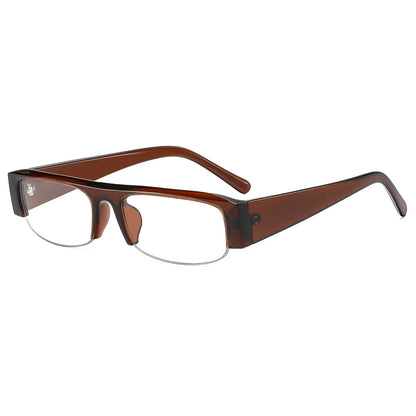 Vintage-Sonnenbrille mit kleinem, rechteckigem Halbrahmen in Schwarz, Leopardenmuster und Farbverlauf – trendige Damen-Sonnenbrille zum Autofahren