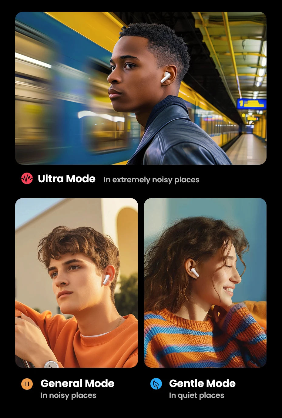 UGREEN ANC Semi-open TWS Adaptive Active Noise Cancelling Earbuds LDAC Hi-Res Audio Wireless Bluetooth Earphones Headphones