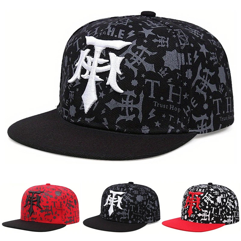 2025 Creative New Baseball Hat T Embroidery Graffiti HipHop Hat Street Fashion Decorative Hat Daily Leisure Flat Edge Hat Unisex