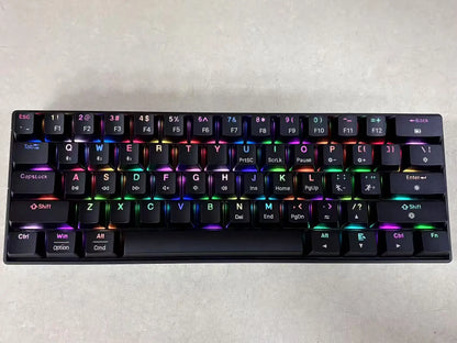 New Portable Compact 61 Keys 3-Mode Mechanical Keyboard RGB Backlit Brown Switch Wireless Bluetooth Gaming Office Keyboard