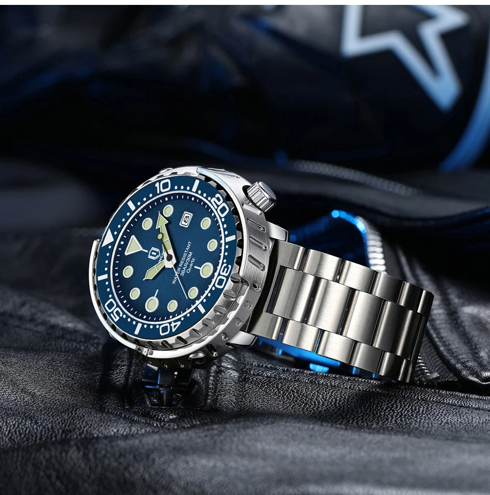 Montres pour homme QINGXIYA : montres de luxe à quartz pour homme, tendance, étanches, luminescentes, avec date et cadran rotatif, en acier inoxydable