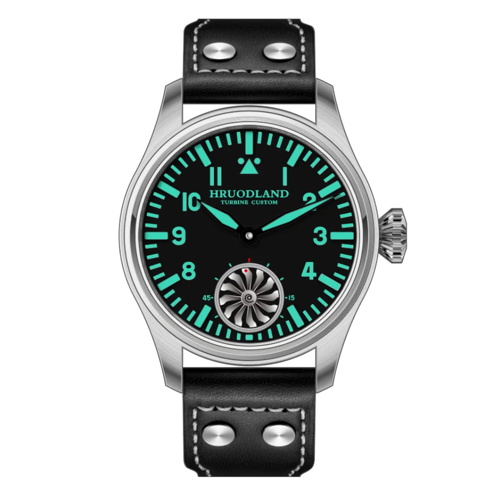 Hruodland 2025 New Men's Mechanical Watch Seagull ST3620 Retro Pilot 43MM Bgw-9 Luminous Sapphire Crystal Turbine Reloj Hombre