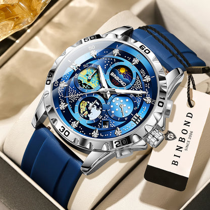 Orologi al quarzo di lusso BINBOND da uomo, luminescenti, impermeabili, cronografo con data automatica, stile business, sportivo e casual
