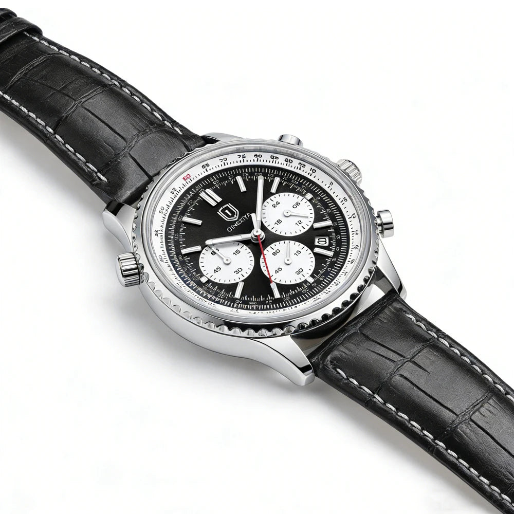QINGXIYA Luxury Man Watch Quartz Waterproof Luminous Date Chronograph Leather Men Wristwatch Military Sports Men's Watches Reloj