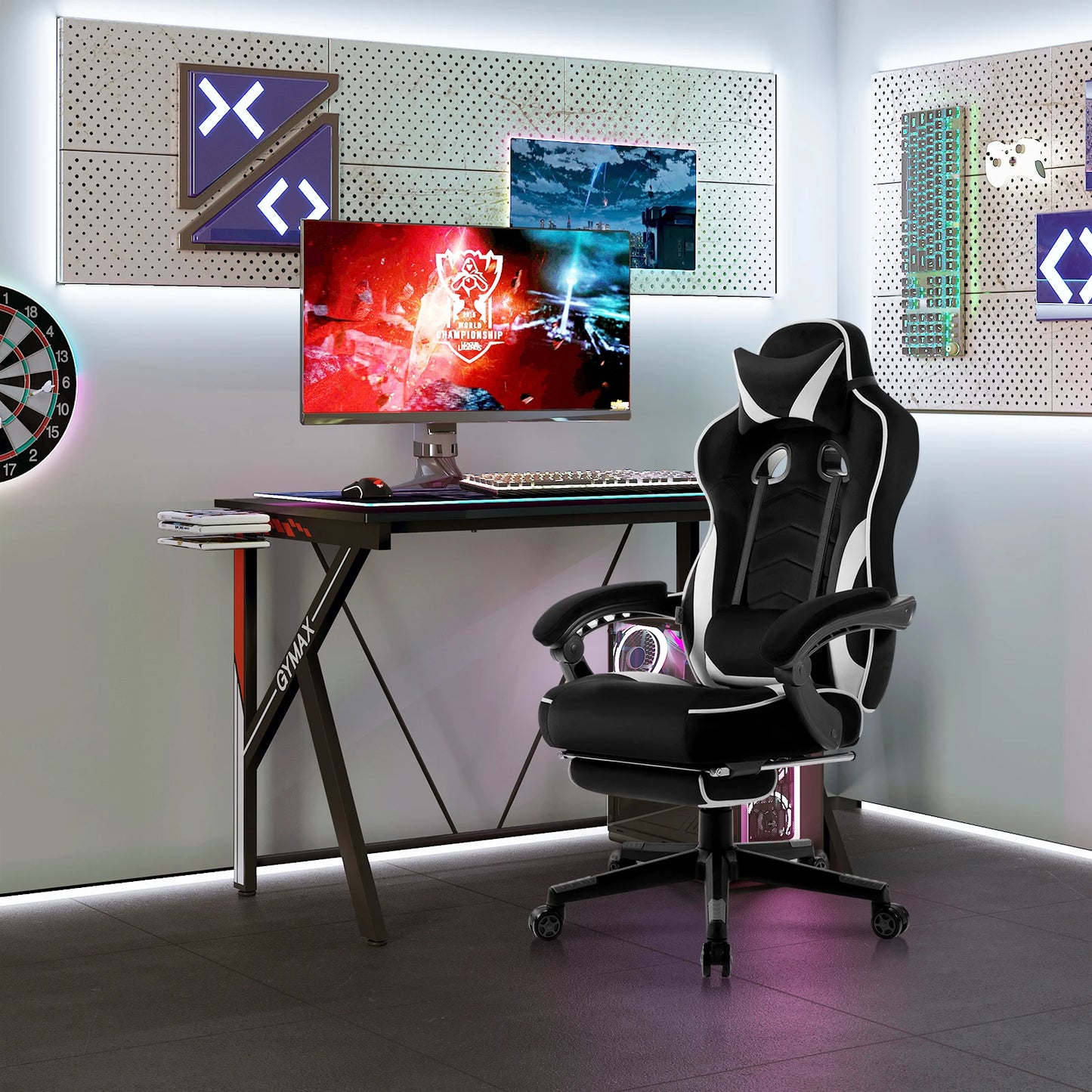 WOLTU Racing Gaming Chair Swivel Desk Office Computer Chair Sports Seat with Headrest Lumbar Cushion Footrest Gamer Chair