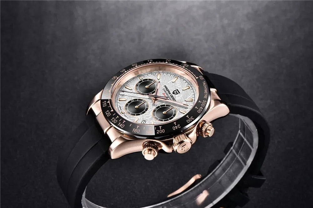 Originale neue PAGANI DESIGN PD-1664 Luxus-Herrenuhr mit japanischem VK63-Quarzwerk, Saphirglas, wasserdichtem Chronographen, Gold