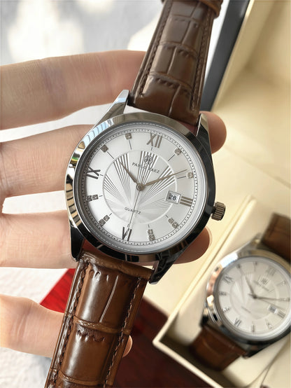 PABLO RAEZ Photos réelles Montre-bracelet de luxe pour homme Étanche Diamants Date Cuir Quartz Mode