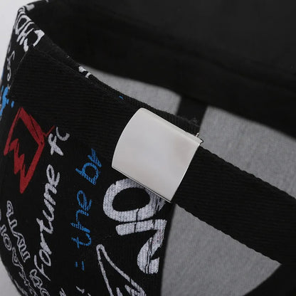 Nieuwe modieuze graffiti baseballpet van katoen voor dames en heren, unisex snapback met print, trendy hiphop-pet voor buiten voor dames en heren