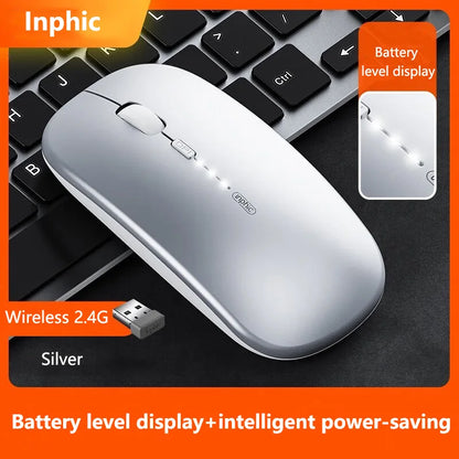 Inphic M1P Wireless Silent Office Mouse Ultra-Thin Portable USB Interface Battery Power Display TYPE-C Charging Wireless Mouse