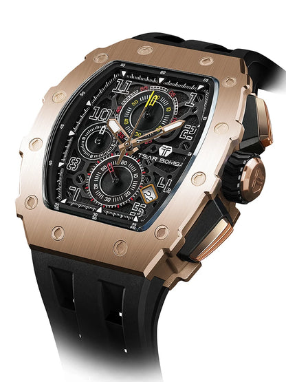 TSAR BOMBA New TB8204 Watch for Men Japan Quartz Chronograph 50M Waterproof Wristwatch Fashion Sport Clock Male Luxury Mens Gift