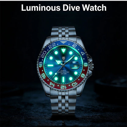 QINGXIYA Montres de luxe à quartz pour homme en acier inoxydable, étanches, avec date luminescente, montre-bracelet pour homme, reloj hombre