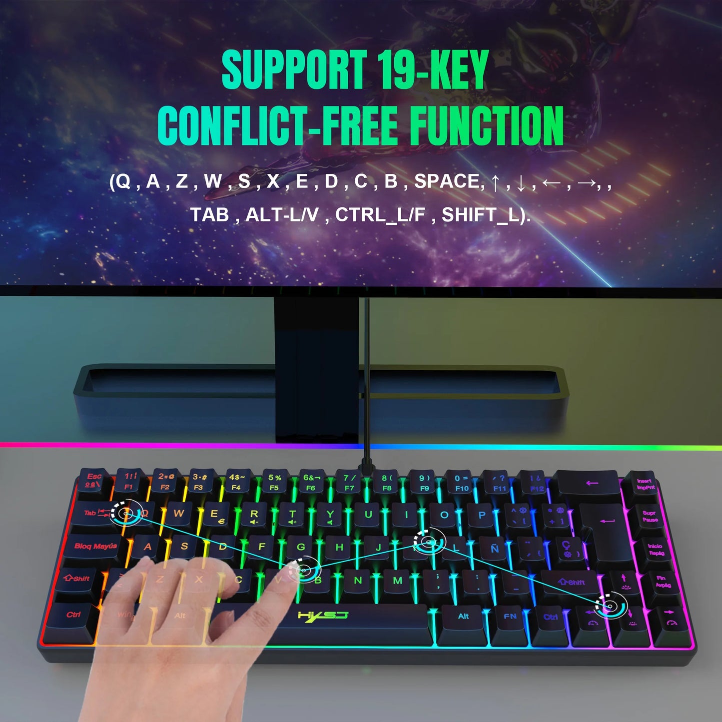 Hot Sale! 69-Key RGB Backlit Wired Gaming Keyboard, 68% Compact Design, A Must-Have Gadget for Office Workers and Gamers