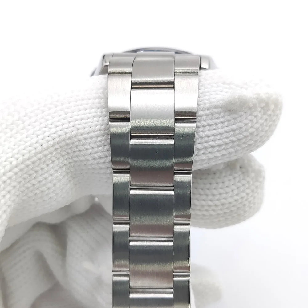 Zegarek kwarcowy dla mężczyzn 39 mm – luksusowy chronograf, modny, z szafirowym szkiełkiem, stylowy, sportowy, z bransoletą ze stali nierdzewnej