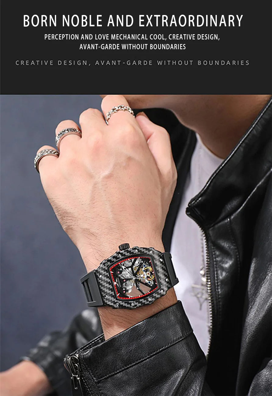 Fully automatic skeleton mechanical watch, fashionable personality, luxury hot men's watch, casual business watch