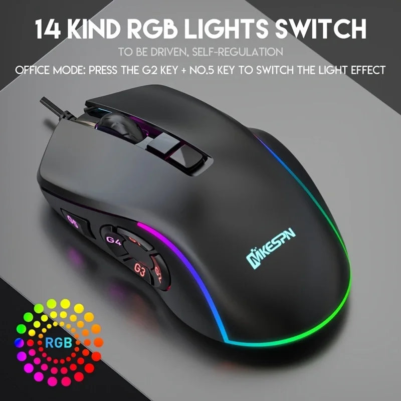 10 key macro programming custom RGB game wired mouse laptop desktop computer wired mouse external