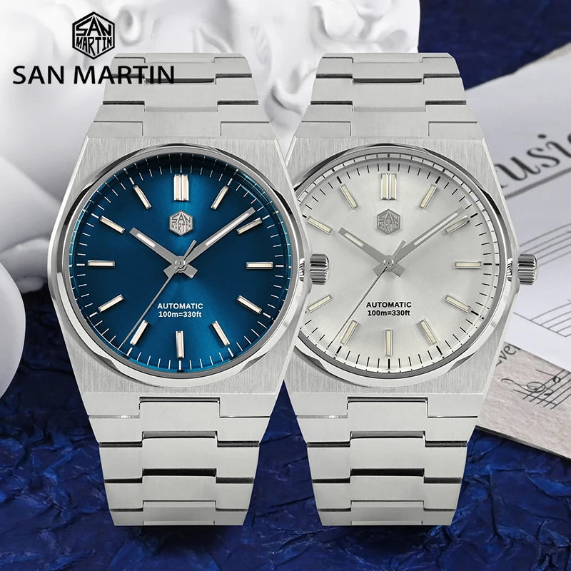 San Martin Classic Men Watch 40mm Miyota 9015 Luxury Dress Automatic Mechanical Wristwatch Quick Release Bracelet SN0023 Reloj