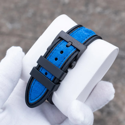OBLVLO Men's Luxury Machinery Skeleton Mechanical Automatic Watches Analog Big Dial Blue Rubber Band Military Watch RD-909