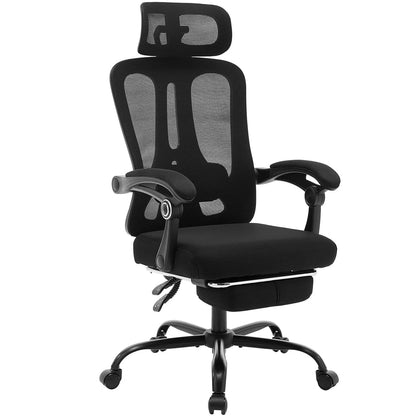 Ergonomic Office Chair With Adjustable Lumbar Support & Footrest, High-Back Mesh Gaming Chair With Tilt Mechanism For Home