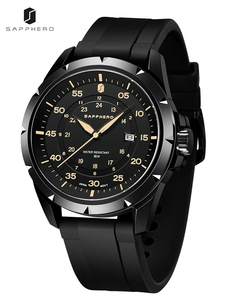Orologio da uomo SAPPHERO – Orologio al quarzo di lusso, impermeabile fino a 50 m, dotato di un meccanismo importato e di una cassa in acciaio inossidabile – Un’idea regalo ideale per l’uomo.