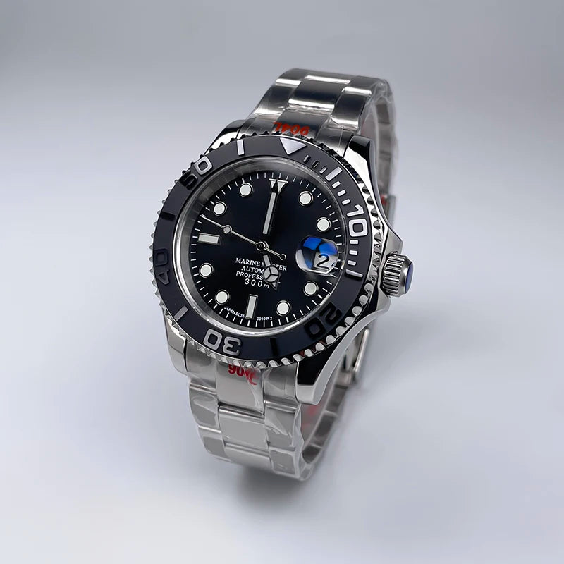YM Style 40mm Mens Wristwatch, Bidirectional Rotate Bezel, Luminous Dial & Sapphire Crystal, Jubilee Bracelet for NH35 Movement
