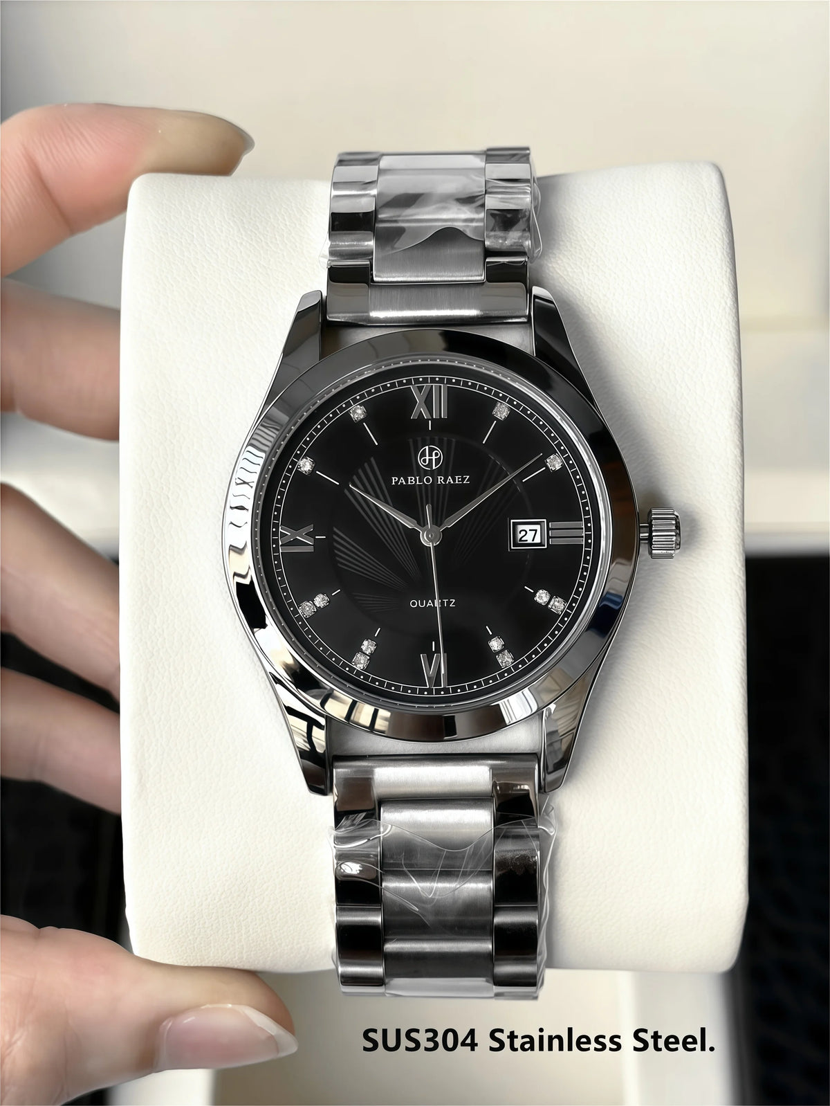 PABLO RAEZ Photos réelles Montres de luxe pour homme Étanche Montre avec date luminescente Acier inoxydable Quartz tendance pour homme