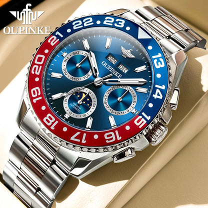 OUPINKE Fashion Mens Watches Top Brand Luxury Business Sport Watch Multifunction Automatic Mechanical Men Clock Waterproof Reloj