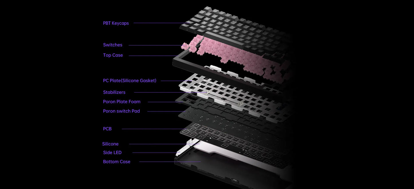 Tastiera meccanica Akko 5075 V3 75% 8000/10000mAh 2.4GHz wireless/cablata Type-C/BT 5.0 hot swap RGB gasket per gaming e digitazione