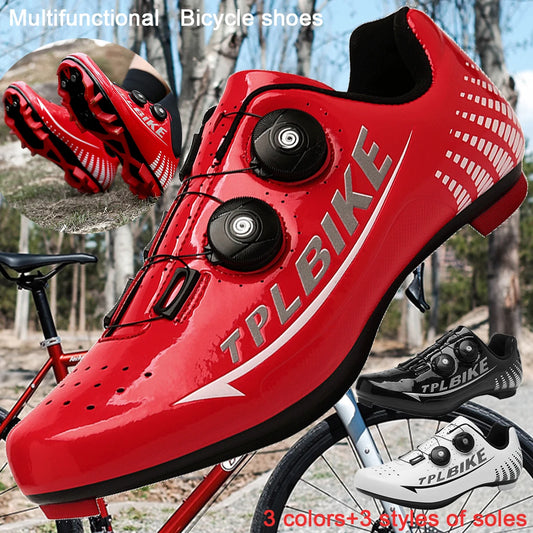New Men's and Women's Bicycle Shoes,Outdoor Cycling Shoes,Three Functional Soles,Professional Training Shoes