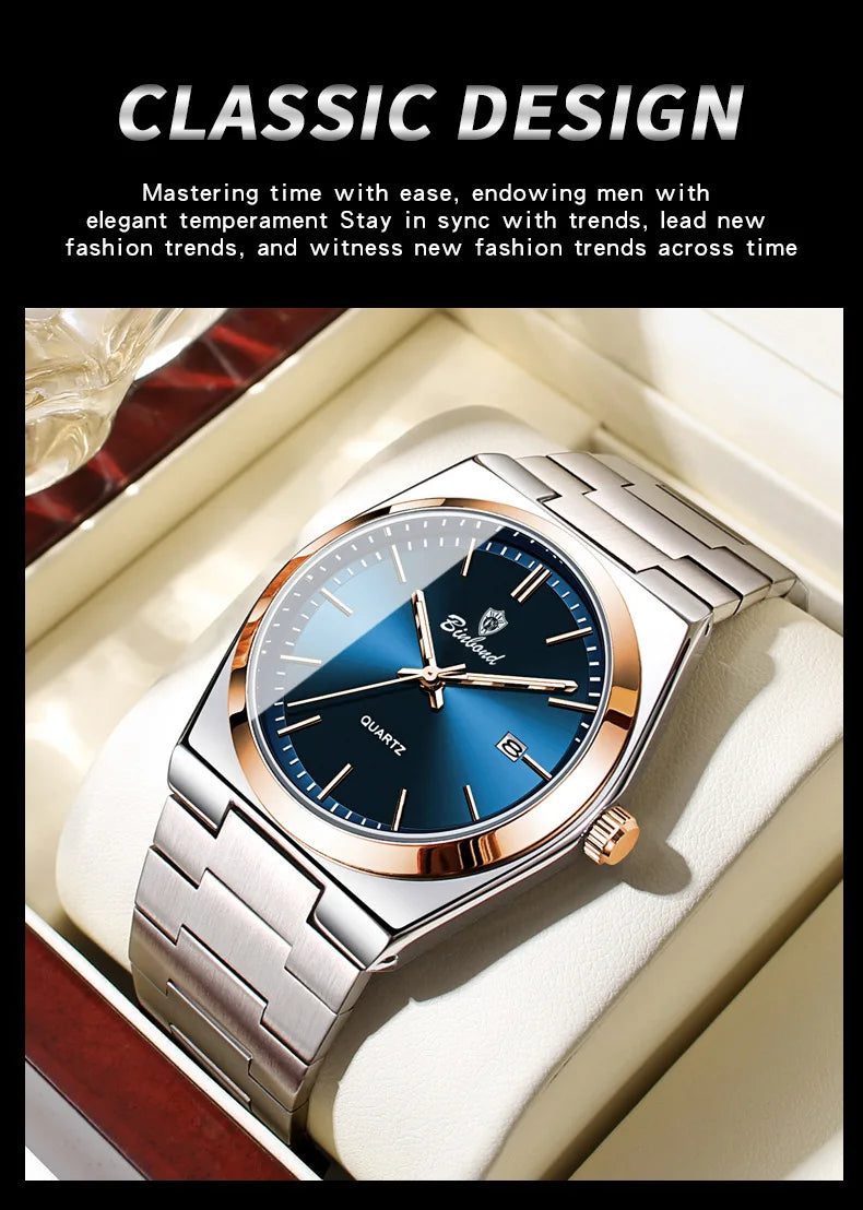 Montre pour homme UTHAI, marque de luxe abordable, en acier inoxydable, avec calendrier, étanche, pour homme, affaires et loisirs, montre à quartz tendance