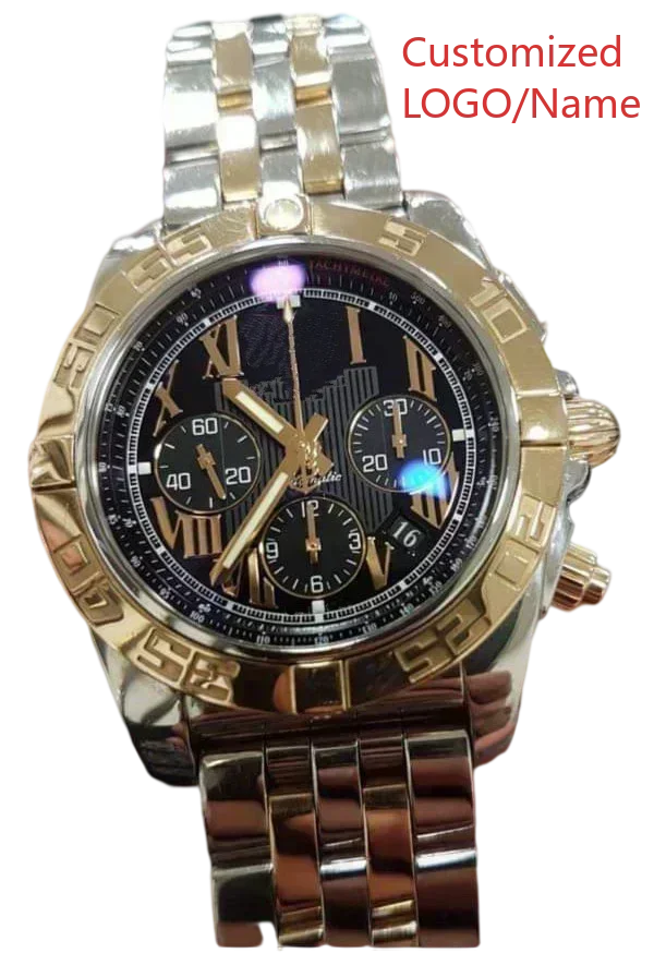 A989 Store Customized Watch Fashion Sport Quartz Watch for Men Chronograph Sapphire Glass Silver Rose Rotating Bezel