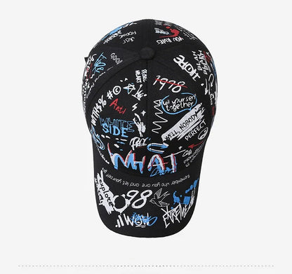 Nieuwe modieuze graffiti baseballpet van katoen voor dames en heren, unisex snapback met print, trendy hiphop-pet voor buiten voor dames en heren