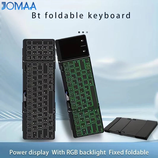 Wireless Folding Keyboard with Backlight RGB Foldable Bluetooth Keyboard with Touchpad Travel Keyboard for iOS Android Mac OS