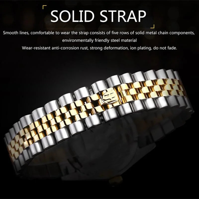 Relojes de hombre Holuns Luxury Classic de 36/41 mm en oro, con movimiento de cuarzo MIYOTA de Japón, de acero inoxidable, reloj de pulsera clásico de negocios, resistente al agua