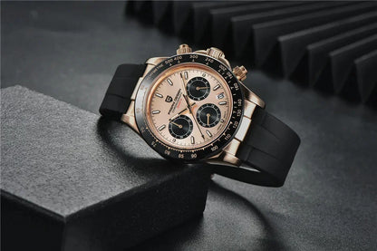 Originale neue PAGANI DESIGN PD-1664 Luxus-Herrenuhr mit japanischem VK63-Quarzwerk, Saphirglas, wasserdichtem Chronographen, Gold