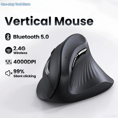 Mouse Wireless Bluetooth5.0 2.4G Ergonomic 4000DPI 6 Mute Buttons for MacBook Tablet Laptops Computer PC Mice