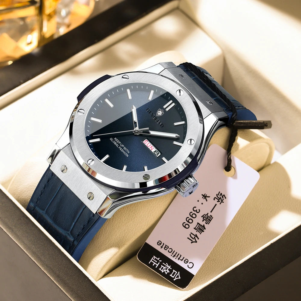 Montre en cuir pour homme, style décontracté et professionnel, montre de luxe pour homme, montres automatiques, montres-bracelets à quartz tendance pour homme, Relojes De Hombre