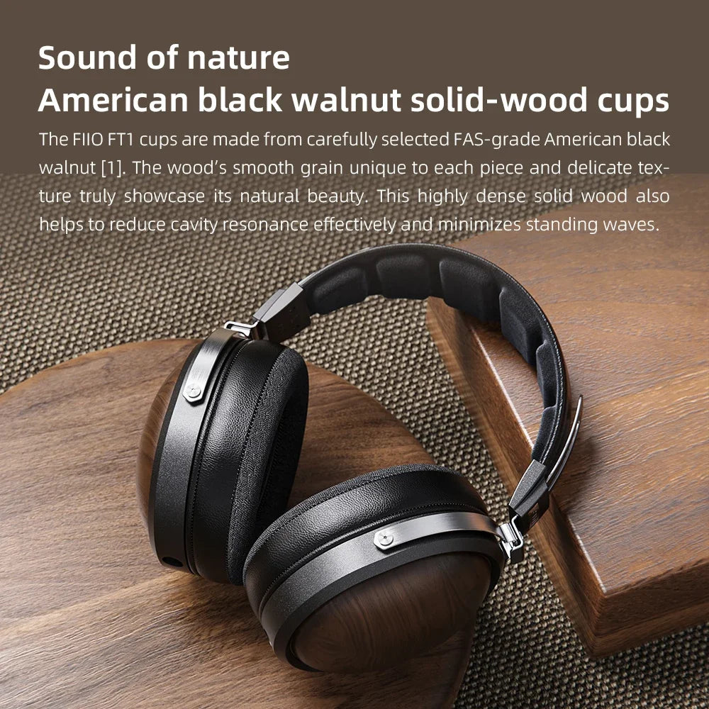 FiiO FT1 Headphones Professional Monitor North American Walnut HIFI Music Wired Headset Shanling