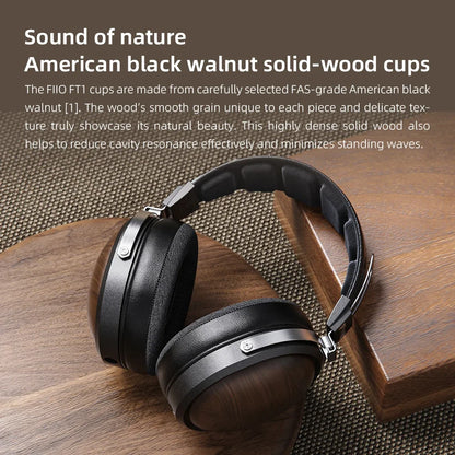 FiiO FT1 Headphones Professional Monitor North American Walnut HIFI Music Wired Headset Shanling
