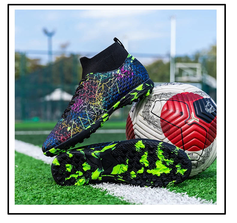 Nouvelles chaussures de football pour hommes, crampons pour terrain extérieur, baskets montantes très vendues pour intérieur, chaussures de football de haute qualité, chaussures de futsal antidérapantes