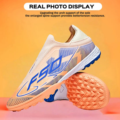 Professional TF Soccer Boots Unisex Youth Adult PU Fabric Upper Rubber Sole Non-Slip Training Cleats