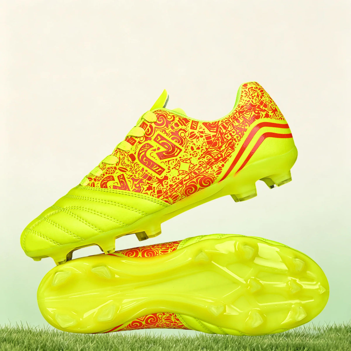 Chaussures de football multi-clous AG/FG pour adultes, tige en PU confortable, crampons antidérapants et résistants à l'usure pour les jeux en plein air sur gazon artificiel