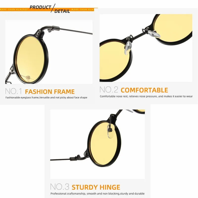 Runde Sonnenbrillen für Männer und Frauen, Retro-Steampunk-Sonnenbrillen, Herren- und Damenbrillen, Marken-Designerbrillen, Metallrahmen, Sonnenbrillen, Oculos De Sol