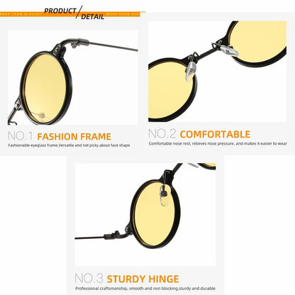Runde Sonnenbrillen für Männer und Frauen, Retro-Steampunk-Sonnenbrillen, Herren- und Damenbrillen, Marken-Designerbrillen, Metallrahmen, Sonnenbrillen, Oculos De Sol