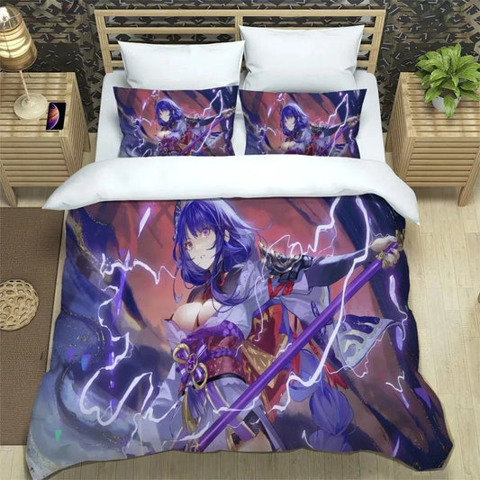 Anime Genshin Impact Bedding Set Boys Girls Twin Queen Size Duvet Cover Pillowcase Bed Kids Adult Fashion Home Textile