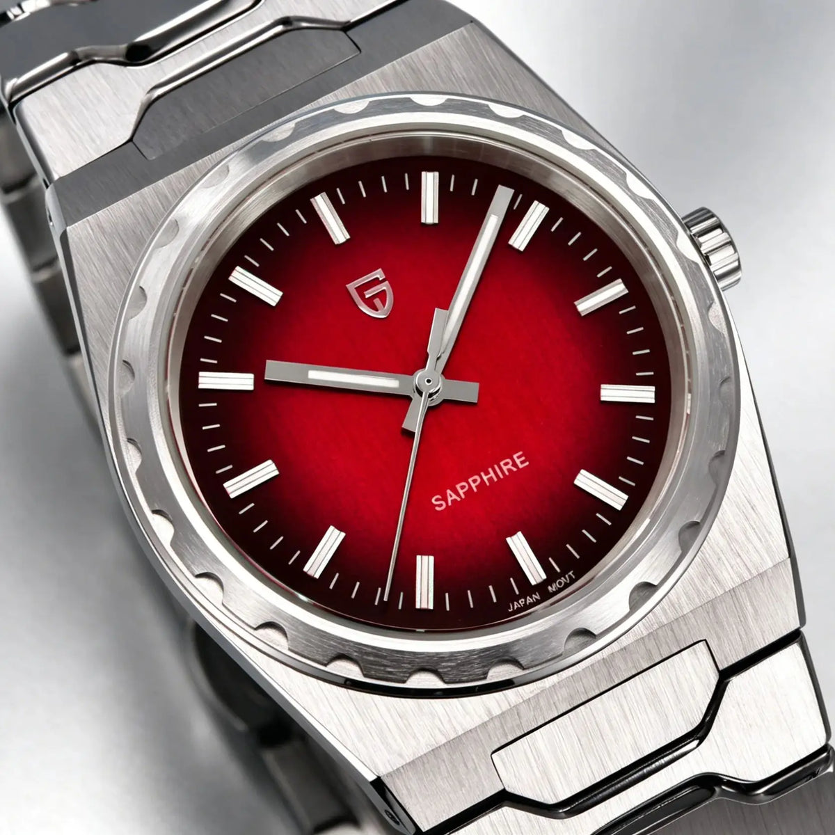 Orologio da uomo di lusso PAGANI DESIGN – Edizione limitata, vetro zaffiro, quadrante rosso, acciaio inossidabile, impermeabile – PDYS020