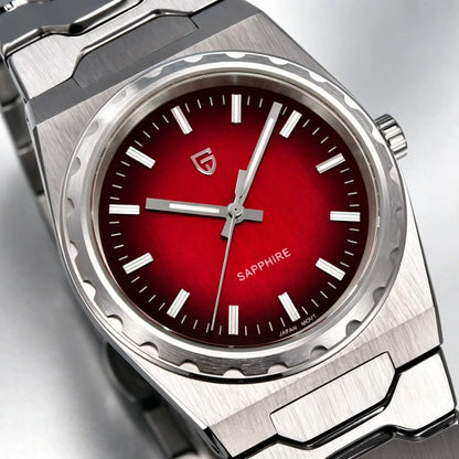 Orologio da uomo di lusso PAGANI DESIGN – Edizione limitata, vetro zaffiro, quadrante rosso, acciaio inossidabile, impermeabile – PDYS020
