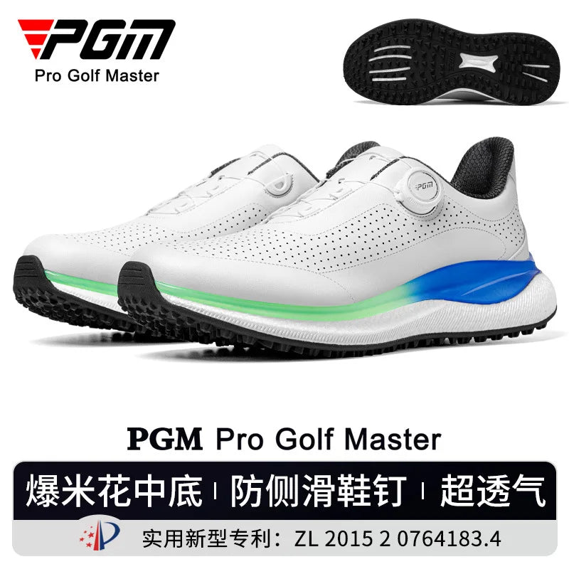 PGM Golf Men's Sports Sneakers Super Soft Popcorn Midsole Knob Lace Anti Slip Breathable Golf Shoes
